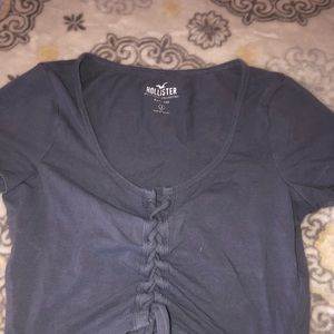 Hollister Womens faded navy baby tee crop size s